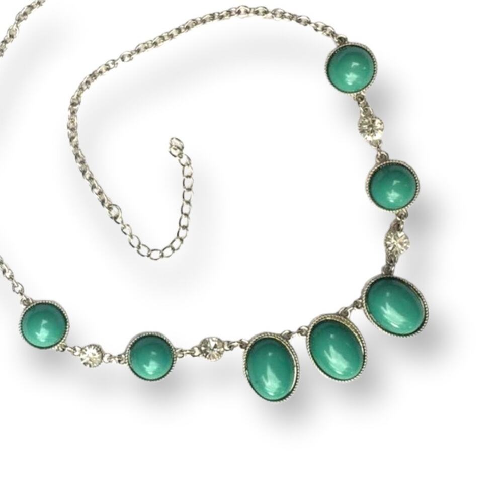 Dark teal cabochon statement necklace